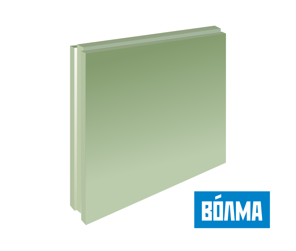 Плита пазогребневая гипсовая полнотелая ВОЛМА (ПГПВ), 100 мм 